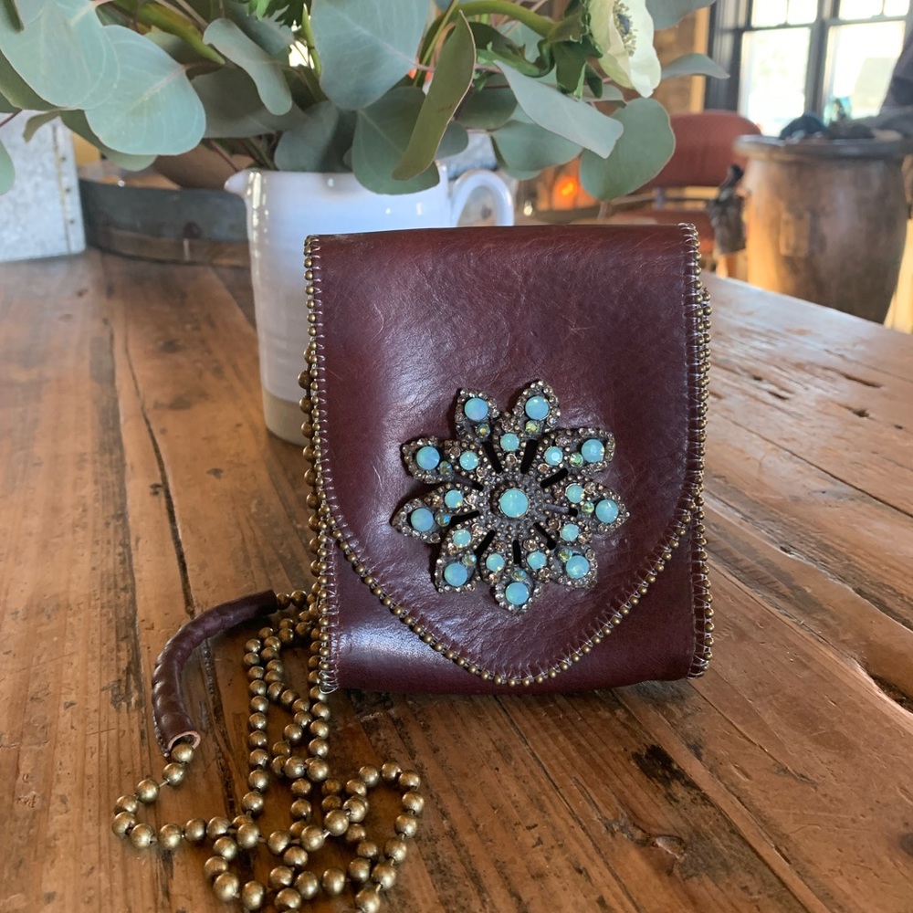 Leatherock Crossbody Small Box Bag with Swarovski Crystal Medallion